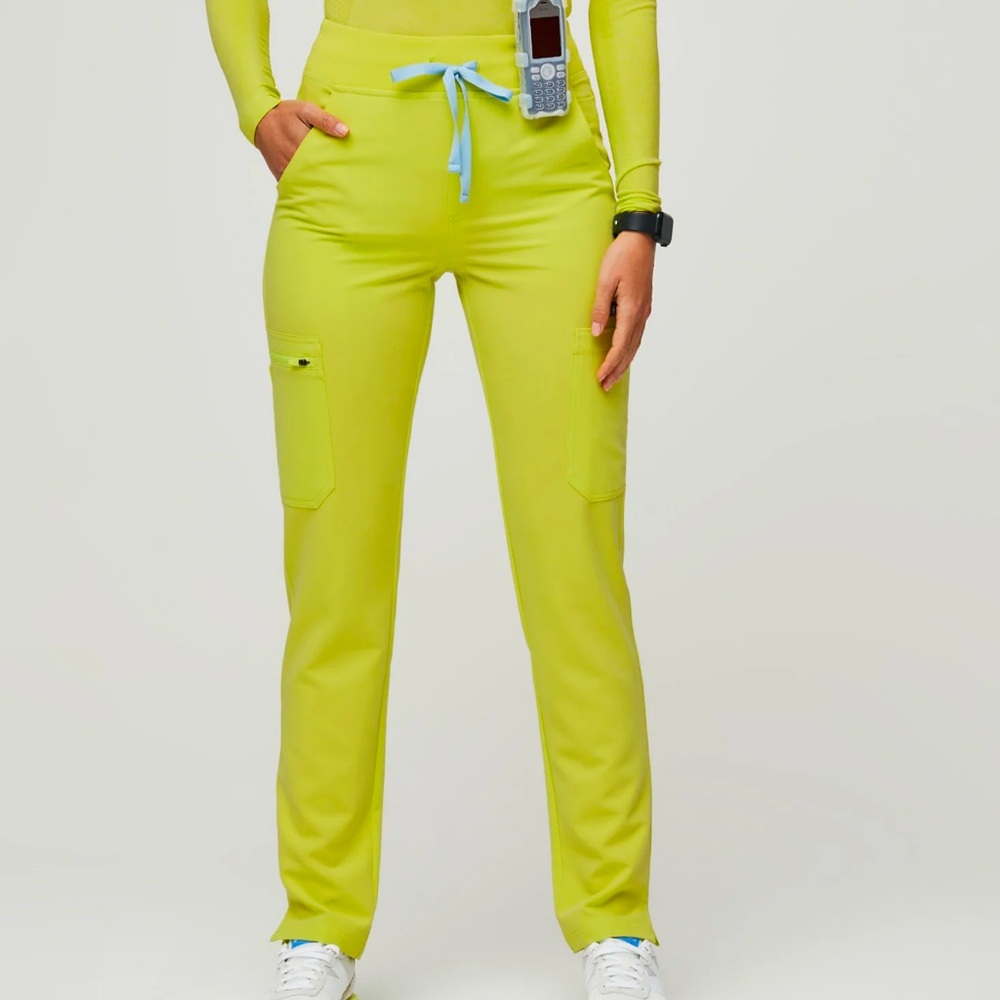 Figs Green Straight Leg Pants with Structured Fit